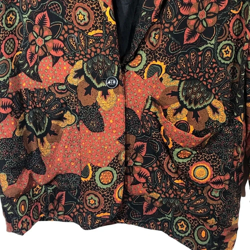 Portfolio‎ Australia Womens 12/US 8 Blazer Rayon Lined Earth Tones Pockets Boxy
